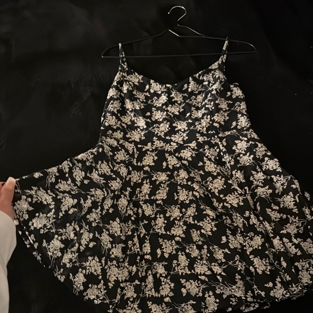 Floral Black and White Dress